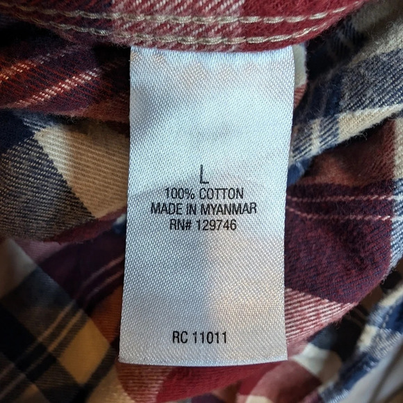 Ridgecut Toughwear Plaid Flannel Button  Down Work Shirt 100% Cotton Men L - Picture 4 of 6